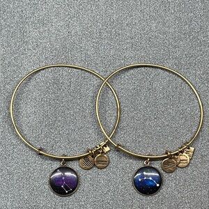Alex and Ani gold tone bangle bracelet set w/Big Dipper/Little Dipper charms.